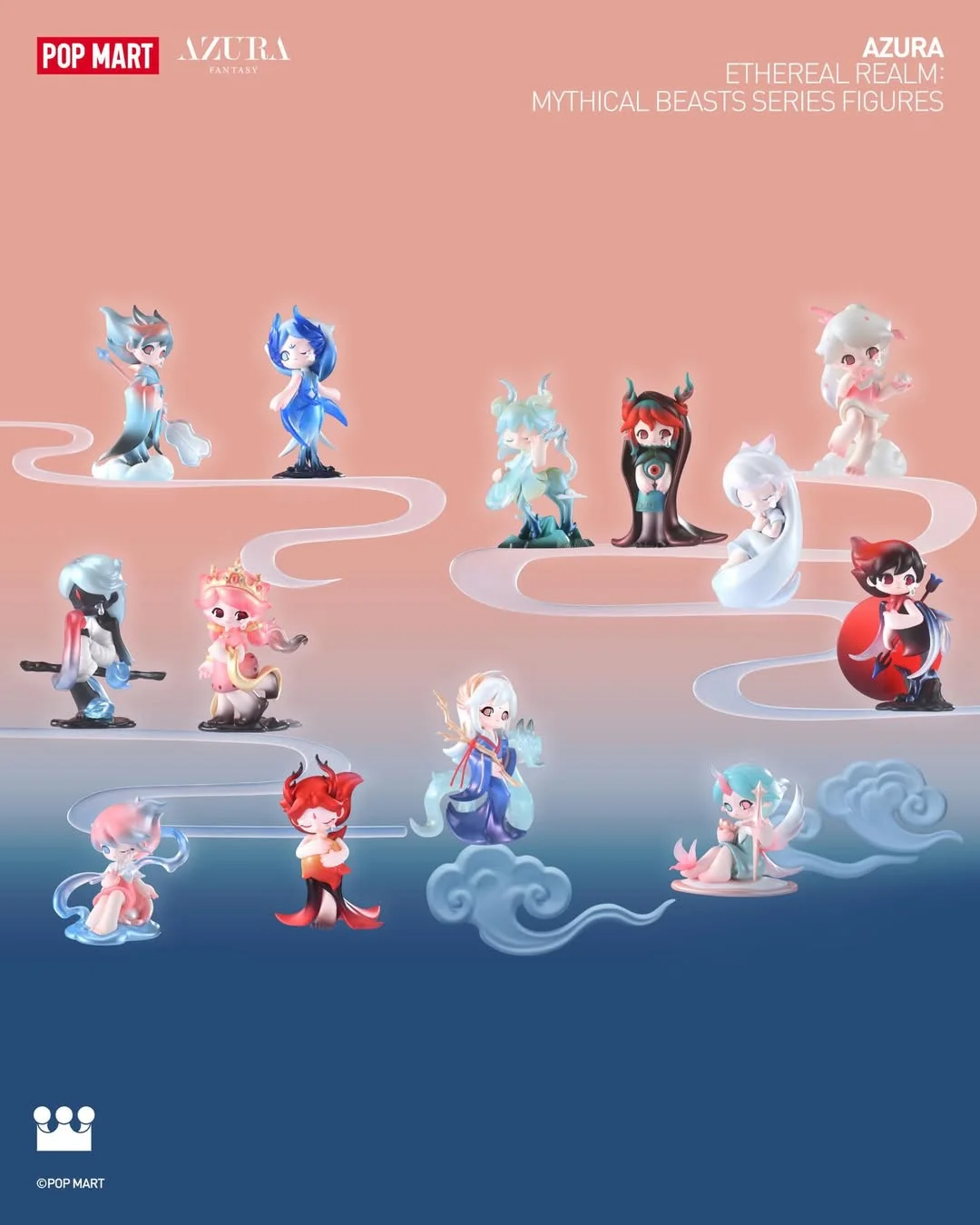 azura 9体　popmart Ethereal RealmMythical Azura Ethereal Realm: Mythical Beasts Series